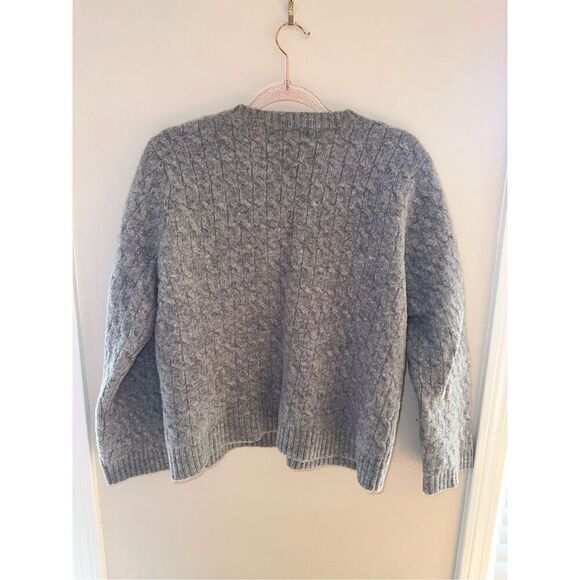 Norm Thompson Gray Cableknit Button Down Cardigan Wool Womens XL Vintage - Picture 5 of 5